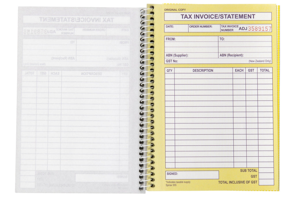 Spirax Carbonless Tax Invoice and Statement Book 207 x 144mm 50 Duplicate Sets