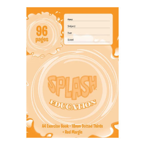 Splash Education Exercise Book A4 96 Page 18mm Dotted Thirds with Red Margin Pack of 10