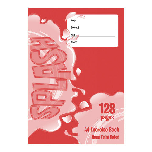 The Note Group Splash Exercise Book A4 128 Page 8mm Ruled Pack of 10