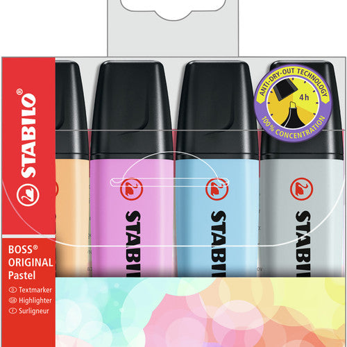 Stabilo Boss Original Highlighter Wallet of 4 Pastel Set 1