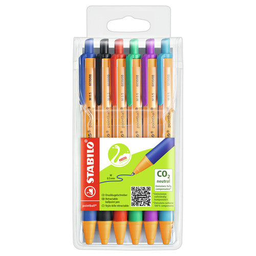 Stabilo Pointball Ballpoint Pen Assorted Wallet of 6