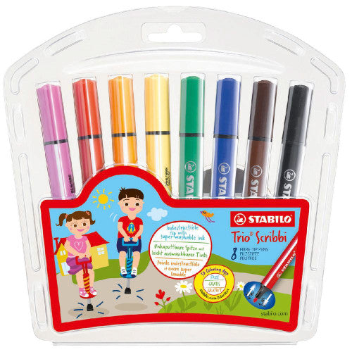 Stabilo Trio Scribbi Pens Wallet of 8 Assorted