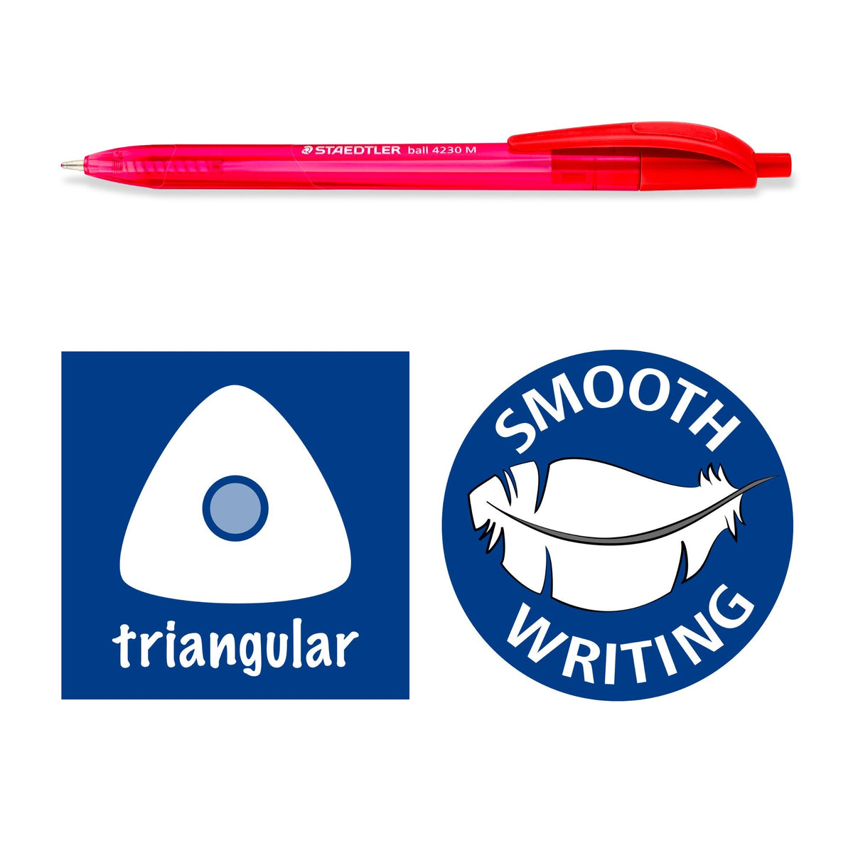 Staedtler Retractable Triangular Ballpoint Pen Red Medium Pack 10 4230 M-2