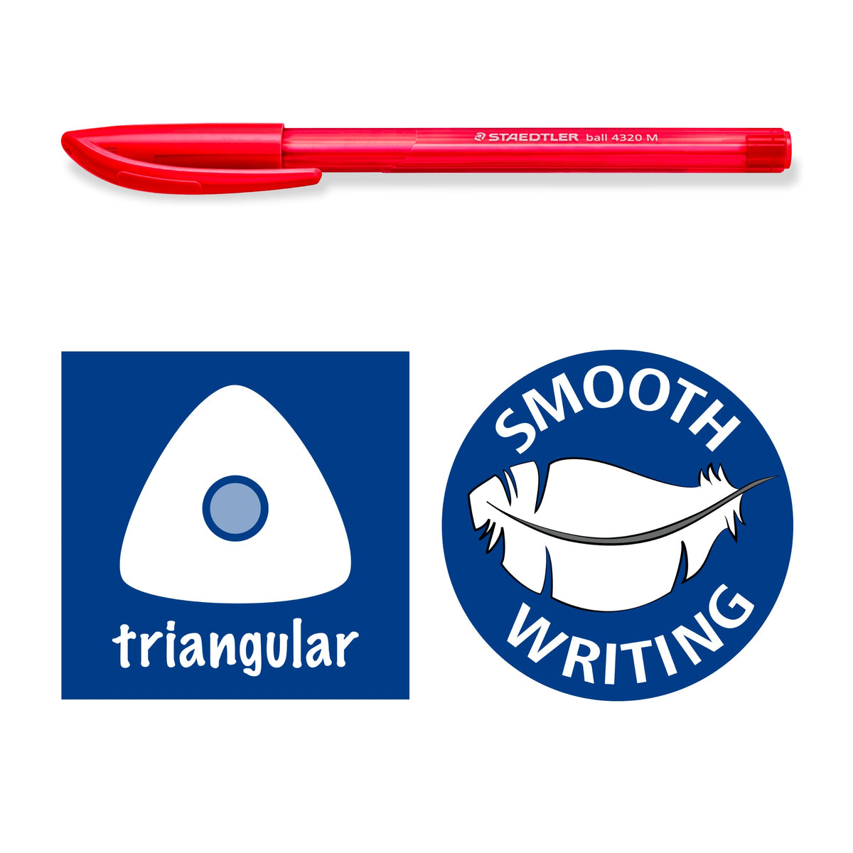 Staedtler Ball 4320 Triangular Ballpoint Pen Medium Blue Box 10 4320 M-3