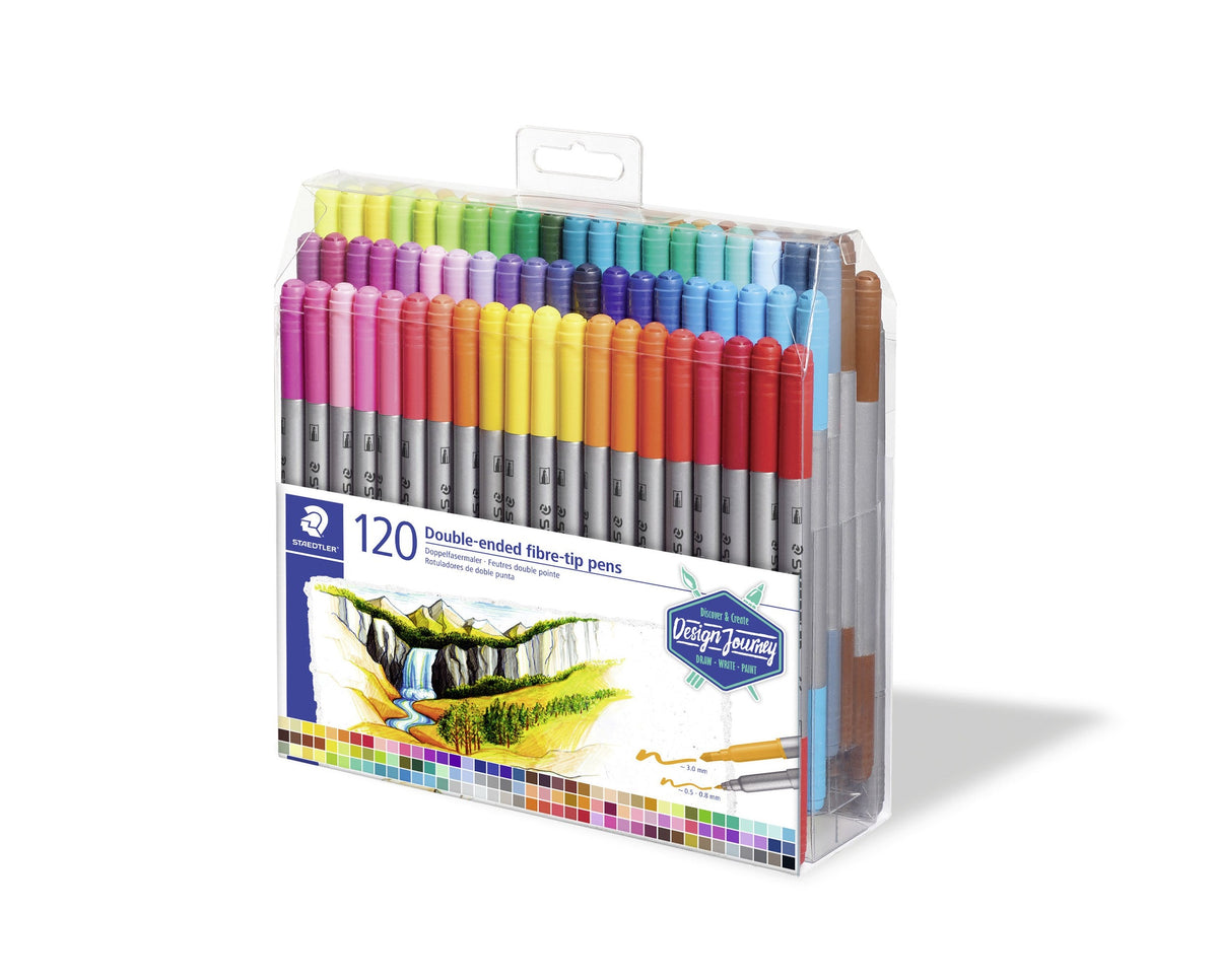 Staedtler Twin-Tip Double-Ended Fibre-Tip Pens Box 120 Assorted 3200 TB120