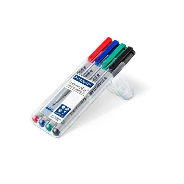 Staedtler Lumocolor Non-Permanent Broad Markers Wallet 4 Assorted 312 WP4