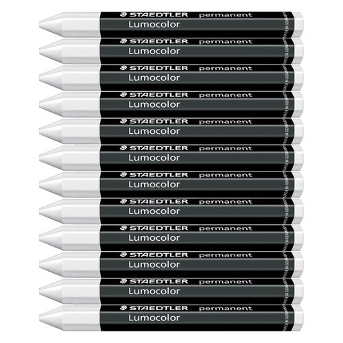 Staedtler Lumocolor Permanent Omnigraph Crayon White Pack 12 236-0