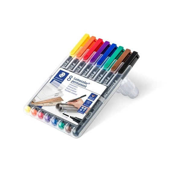 Staedtler Lumocolor Permanent Pen Broad Wallet 8 Assorted 314 WP8