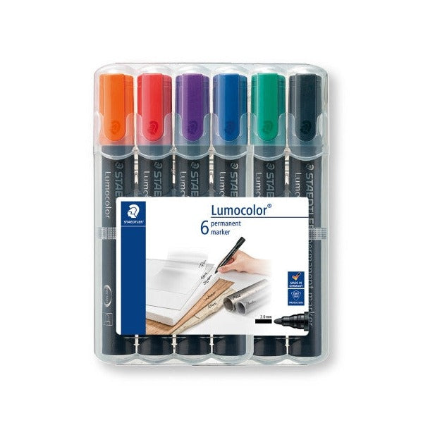 Staedtler Lumocolor Permanent Bullet Tip Marker Wallet 6 Assorted 352 WP6