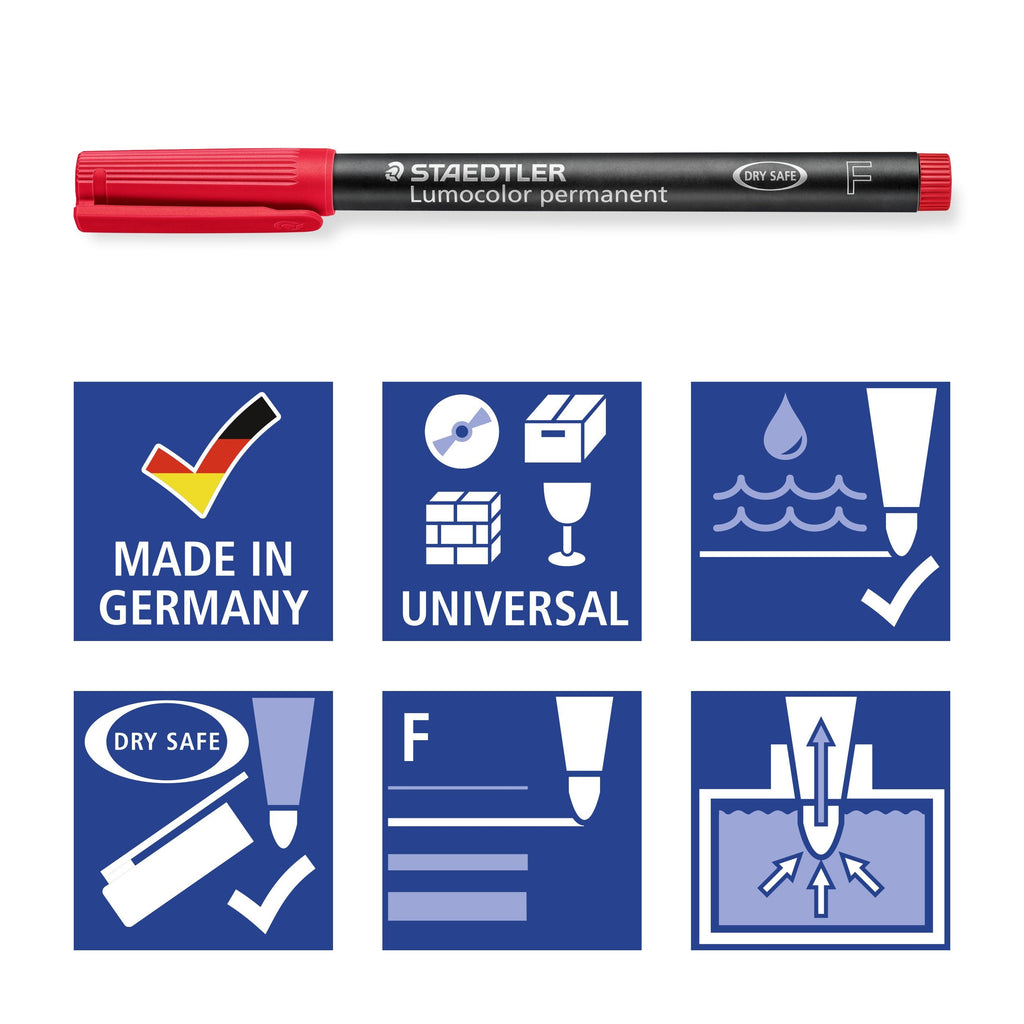 Staedtler Lumocolor Permanent Fine Red Box 10 318-2