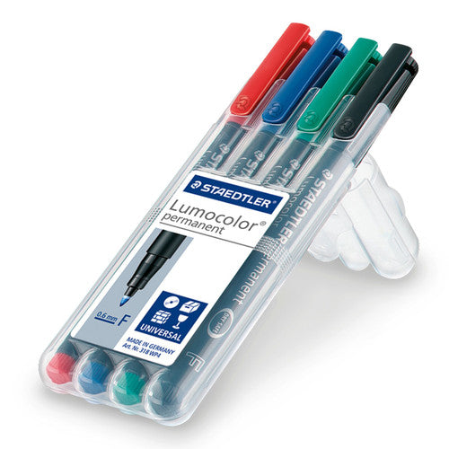 Staedtler Lumocolor Permanent Fine Pen Assorted Wallet 4 318 WP4