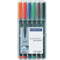 Staedtler Lumocolor Permanent Fine Marker Wallet 6 Assorted 318 WP6