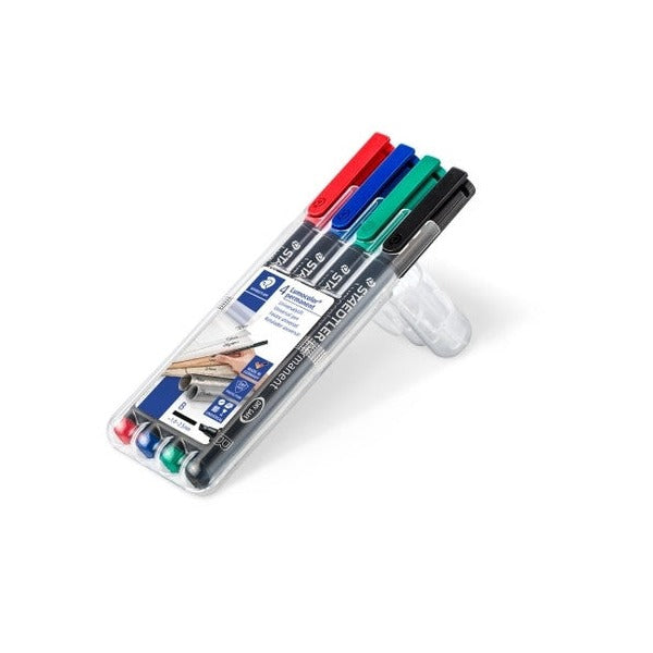 Staedtler Lumocolor Permanent Broad Markers Wallet 4 Assorted 314 WP4