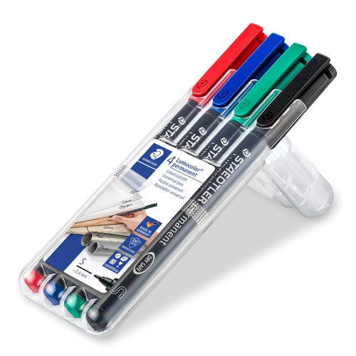 Staedtler Lumocolor Permanent Superfine Markers Wallet 4 Assorted 313 WP4