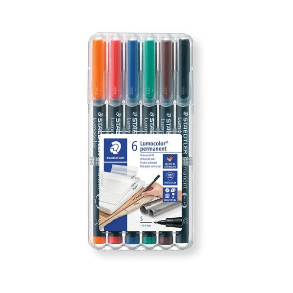 Staedtler Lumocolor Permanent Superfine Markers Wallet 6 Assorted 313 WP6