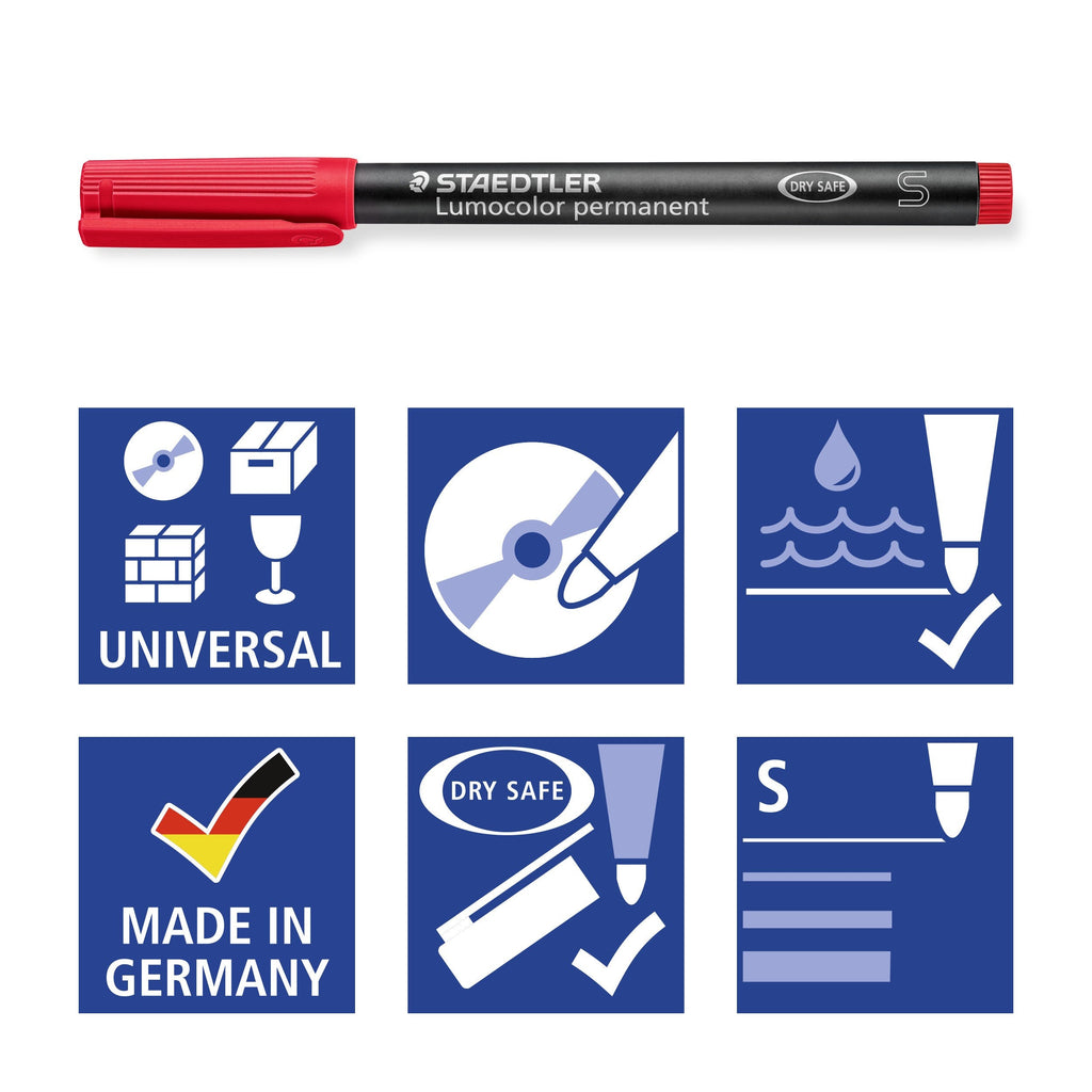Staedtler Lumocolor Permanent Superfine Markers Wallet 6 Assorted 313 WP6