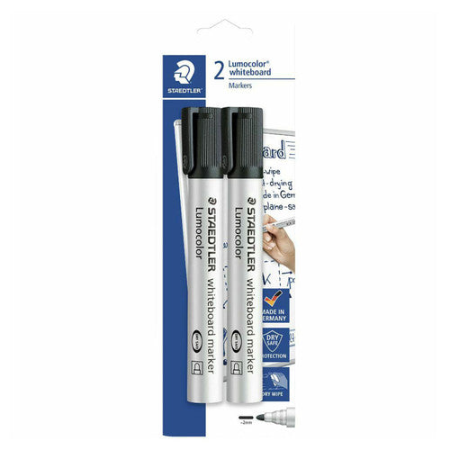Staedtler Lumocolor Whiteboard Marker Black Blister 2 Carton 10 Cards 351-9BK2