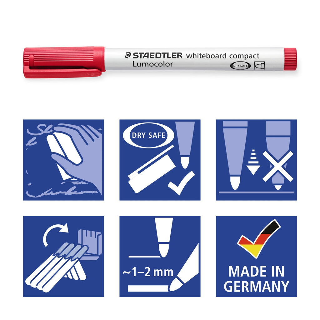 Staedtler Lumocolor Whiteboard Compact Marker Bullet Point Blue Box 10 341-3