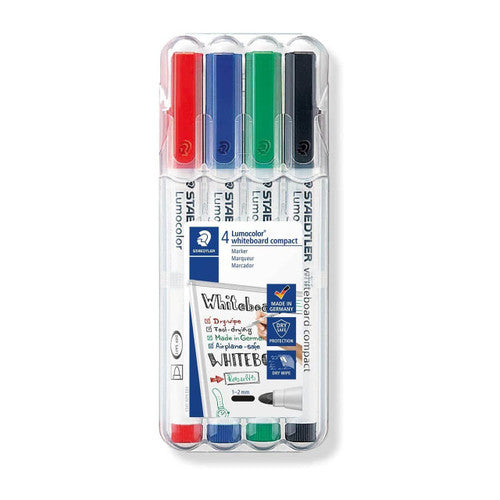 Staedtler Lumocolor Whiteboard Compact Marker Wallet 4 Assorted 341 WP4