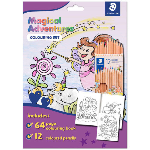 Staedtler Magical Adventures Colouring Set Ages 3+ Book 12 Pencils 143N SET3