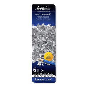 Staedtler Mars Lumograph Tin 6 Sketching Pencils 100 G6