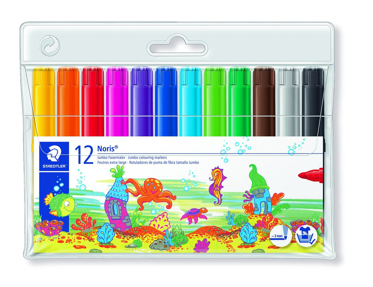 Staedtler Jumbo Colouring Markers Wallet 12 Assorted 340 WP12