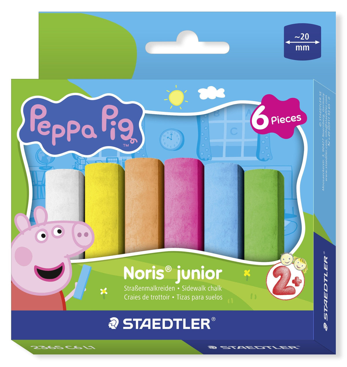 Staedtler Noris Junior Peppa Pig Sidewalk Chalk Pack of 6