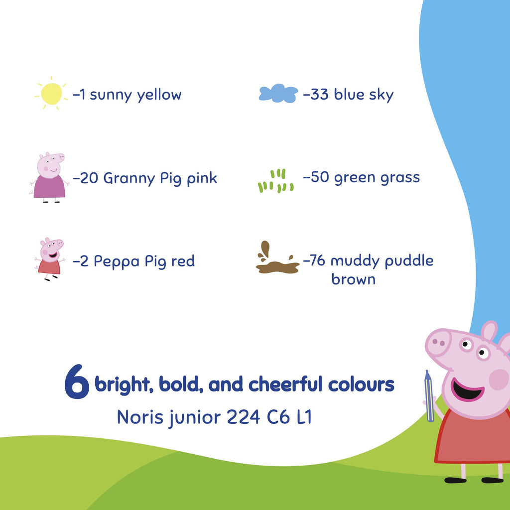 Staedtler Noris Junior Peppa Pig Wax Crayons With Spatula Pack of 6