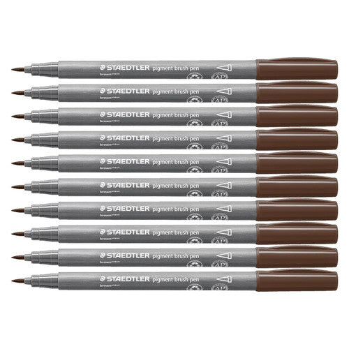 Staedtler Pigment Arts Brush Pen Brown Box 10 371-76