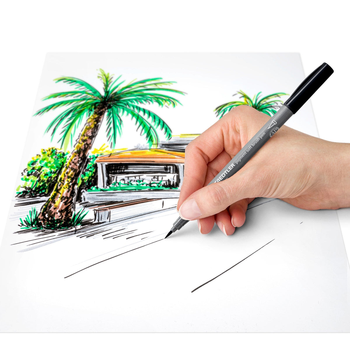 Staedtler Pigment Arts Soft Brush Pen Warm Grey Medium Pack 10 372-84