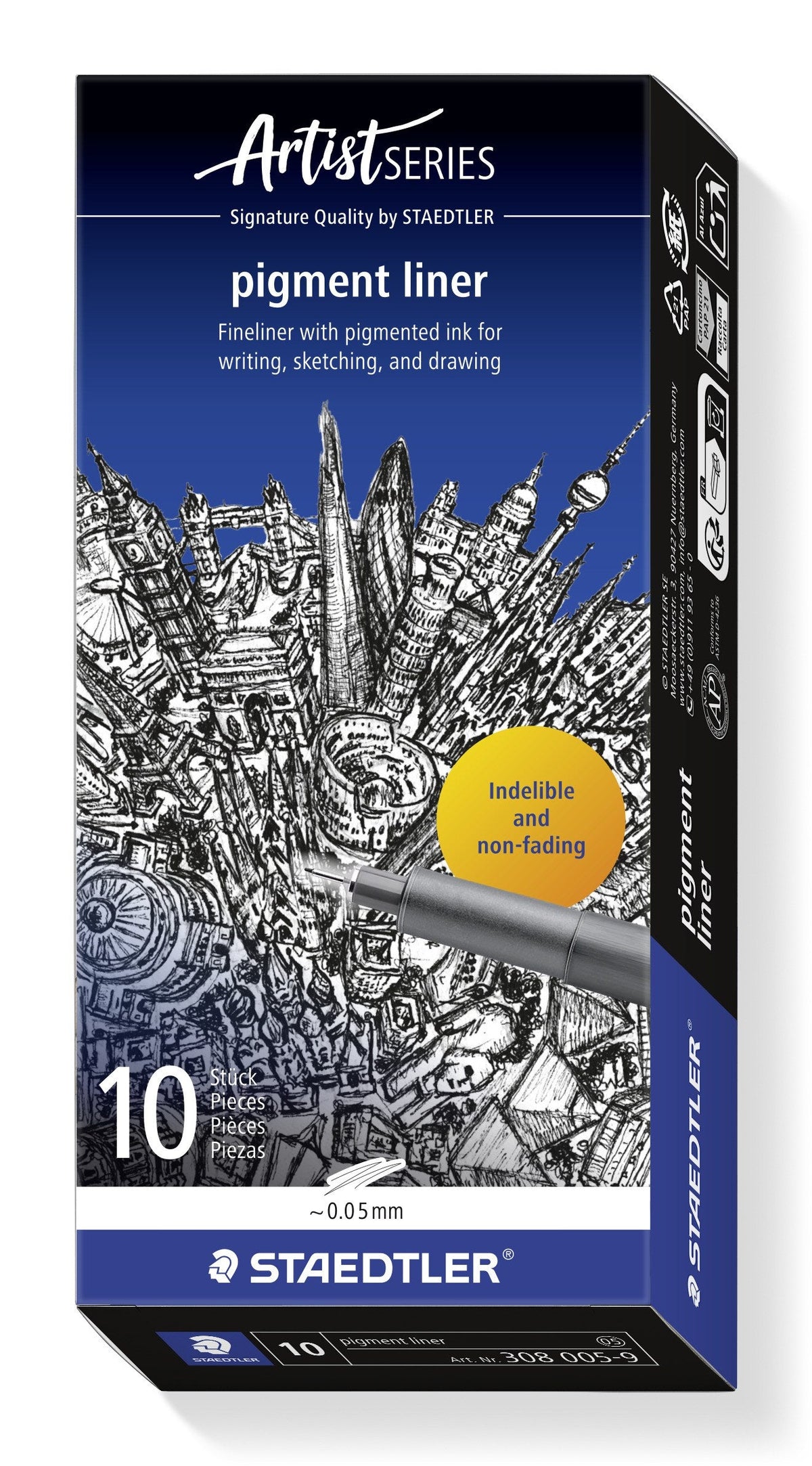 Staedtler Pigment Liner 0.05mm Black Box 10 308 005-9