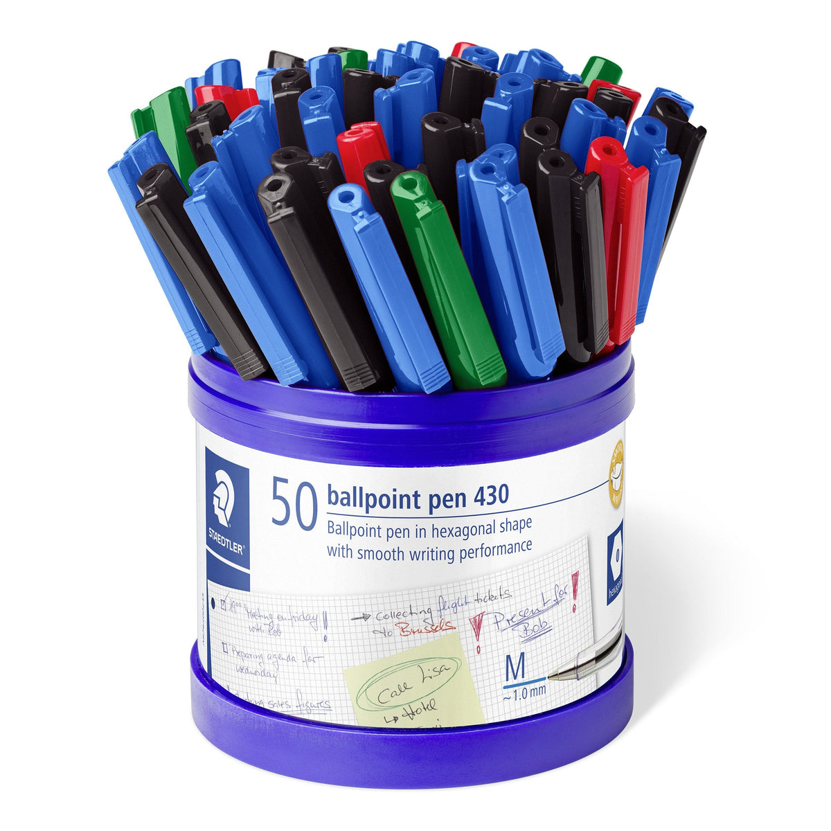 Staedtler Stick 430 Ballpoint Assorted Medium Cup 50 430MASCP50