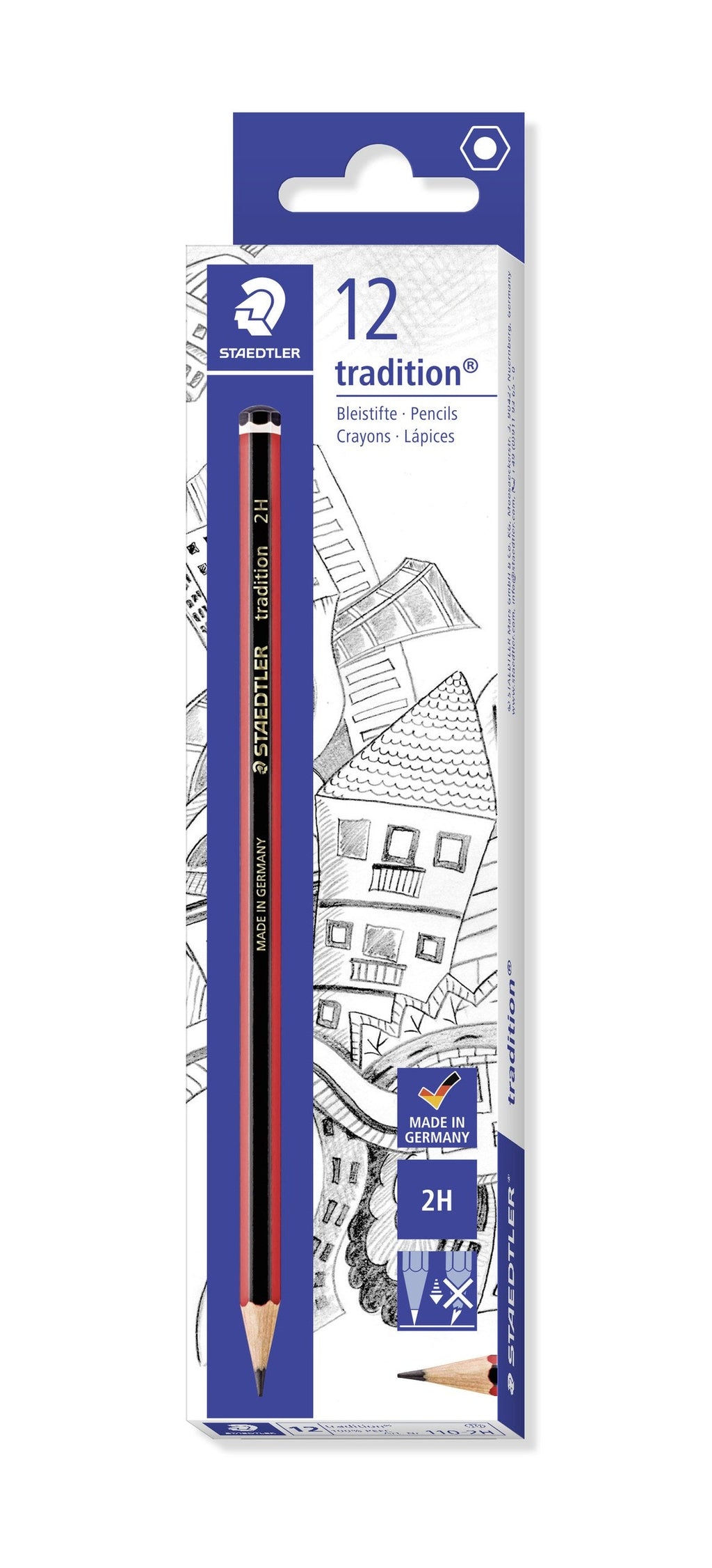 Staedtler Tradition Graphite Pencils 2H Box 12 110-2H