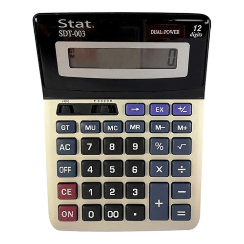 Stat 12-Digit Large Dual Power Calculator SDT003
