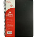 Stat A4 5 Subject Notebook 250 Pages 60gsm 7mm Ruled Black PP Cover Pack of 5