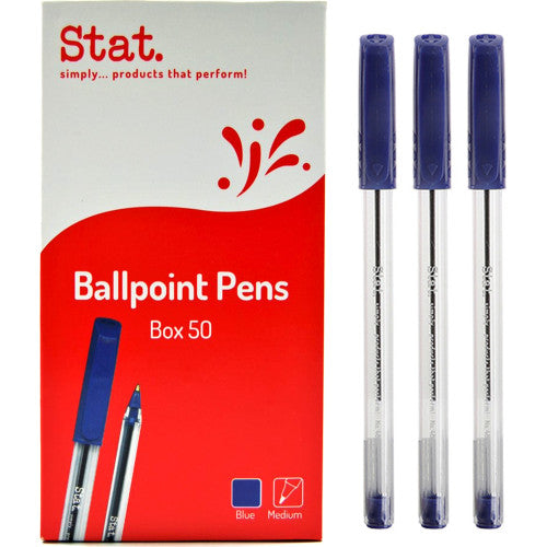 Stat Ballpoint Pens 1.0mm Medium Blue Box of 50