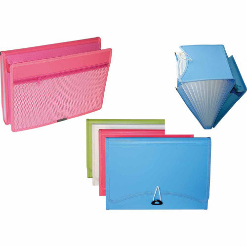 Stat Expanding File 13 Pocket Plus Side Pocket Pink or Blue