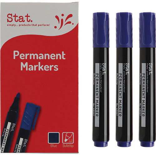Stat Permanent Marker 2.0mm Bullet Nib Blue Box of 12