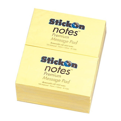 Stick-On Notes 76mm x 127mm Yellow 12 Pads x 100 Sheets