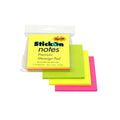 Stick-On Notes 76mm x 76mm Neon Assorted 3 Pads x 50 Sheets Pack of 24