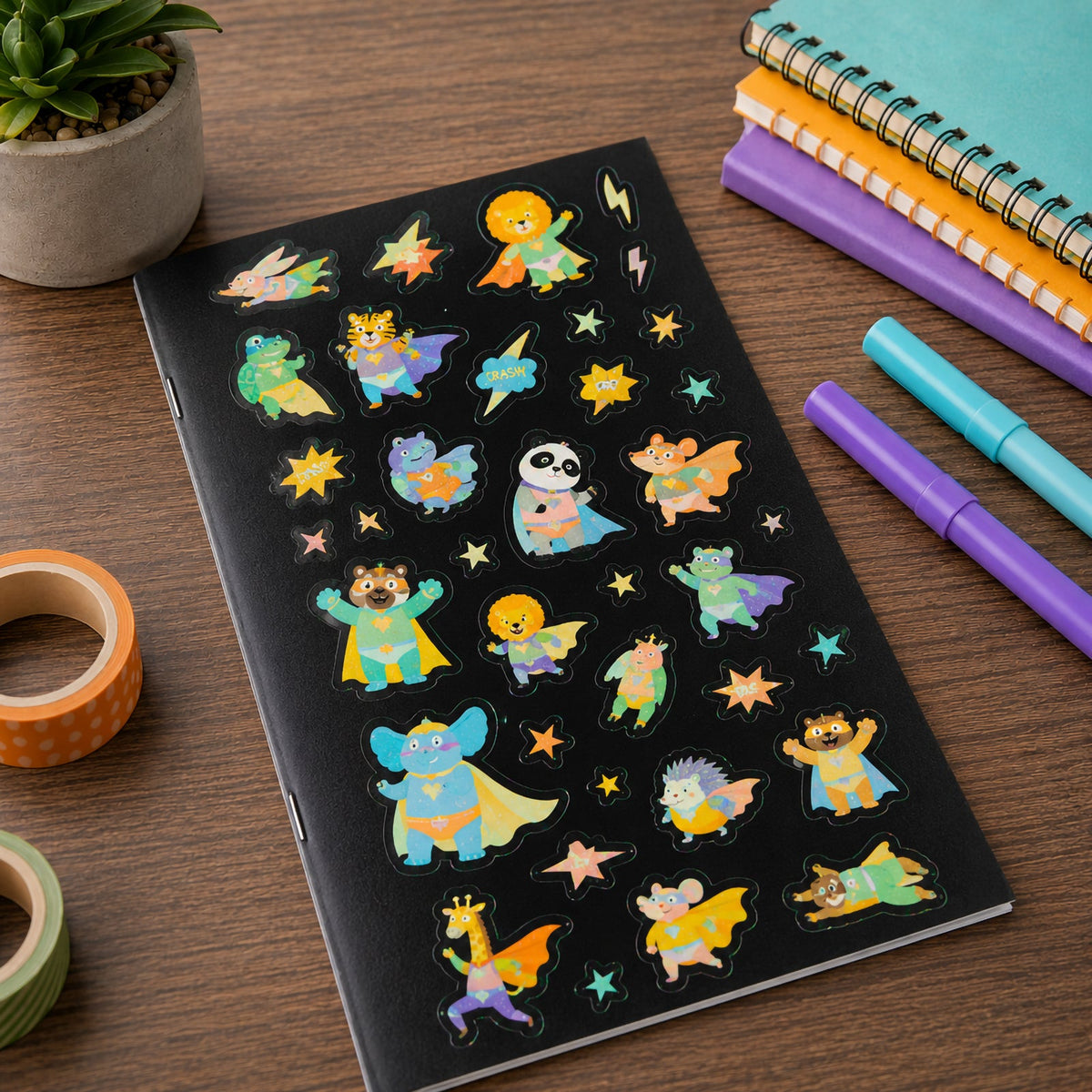 Superheroes Glow Sticker Set of 37