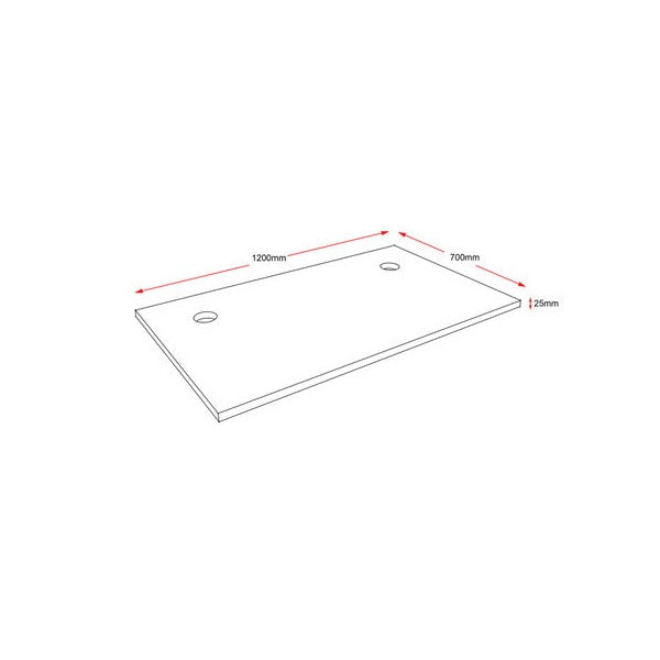 Rapidline Rectangle Table Top 1200 x 700 x 25mm with 2 Cable Port Only Natural White
