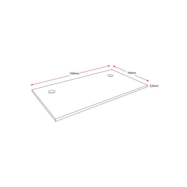 Rapidline Rectangle Table Top 1500 x 700 x 25mm with 2 Cable Port Only Natural White