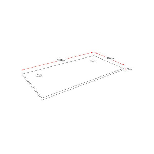 Rapidline Rectangle Table Top 1800 x 700 x 25mm with 2 Cable Port Only Beech