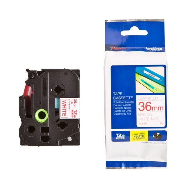 Brother TZe-262 Laminated Label Tape 36mm Red on White