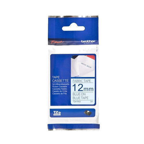 Brother TZe-FA53 Iron On Fabric Tape 12mm Blue on Blue