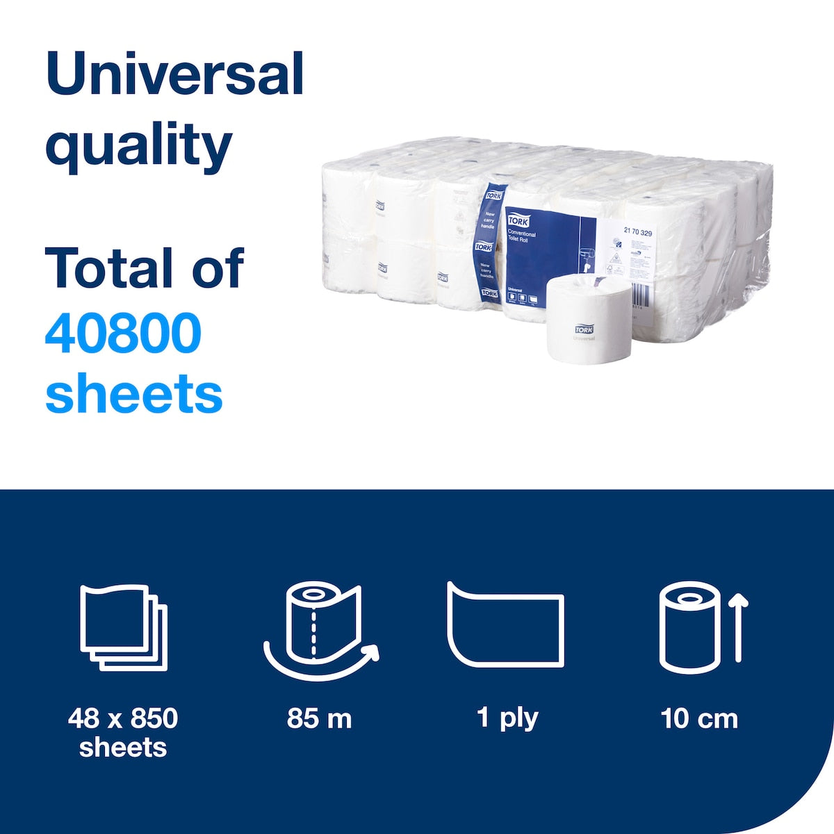 Tork Conventional Toilet Roll 1 Ply Universal T4 White Carton of 48 Rolls