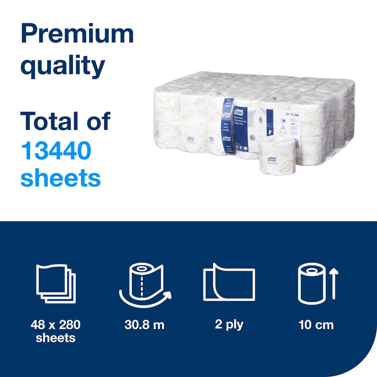 Tork Extra Soft Conventional Toilet Roll 2 Ply Premium T4 White Carton of 48 Rolls