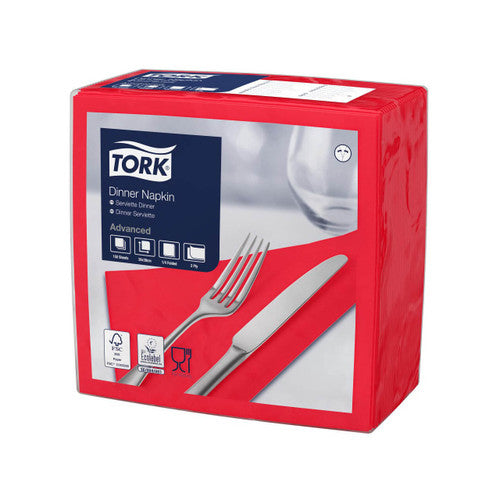 Tork Red Edge Emboss Dinner Napkin 2 Ply Quarterfold Carton of 12