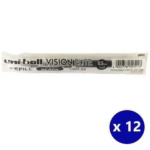 Uni Vision Elite UBR-95 Rollerball Refill 0.5mm Black Box of 12